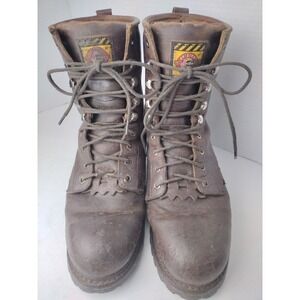 Justin Men's Original Work Boots Brown Size 10.5 EE Style WK 625 Lace Up - Logo